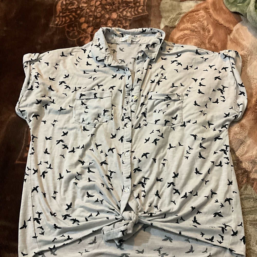 Men's Blue Bird Print Shirt